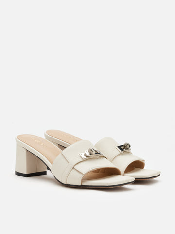 PAZZION, Lexley Twist Lock Accent Sandal Heels, Beige